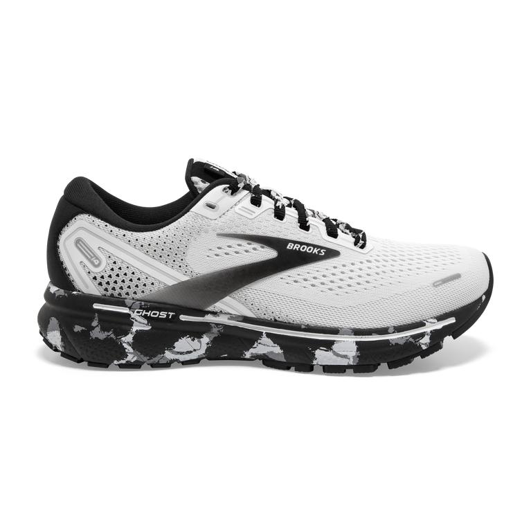 Brooks Ghost 14 Cushioned Women's Road Running Shoes - White/Grey/Black (52091-THUS)